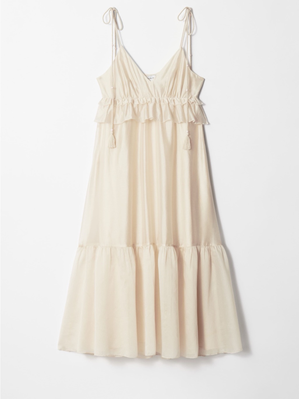& Other Stories Cream Ruffled Midi Dress